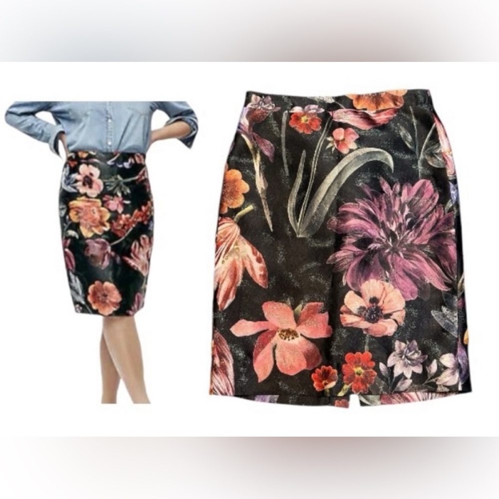 J. Crew Midnight Dutch Black Floral No. 2 Pencil Skirt - Picture 9 of 9